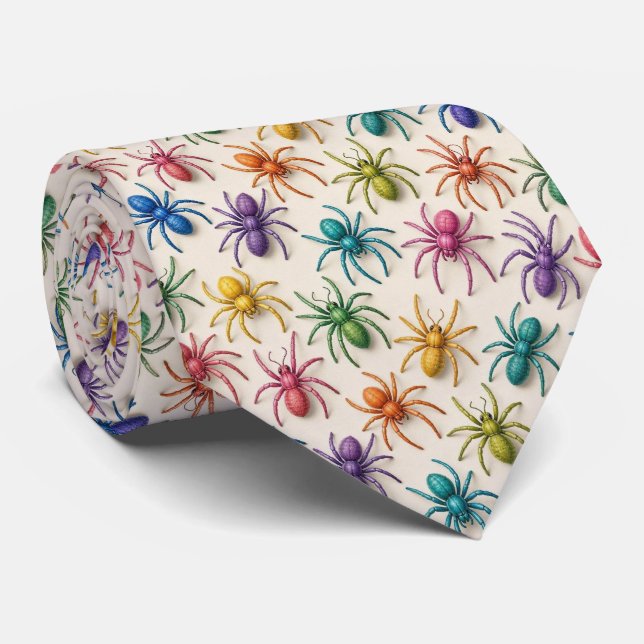 Spiders Faux Silk | Insect Enthusiast Neck Tie (Rolled)