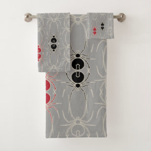 Spiders - Ghost Grey and Bone White Bath Towel Set