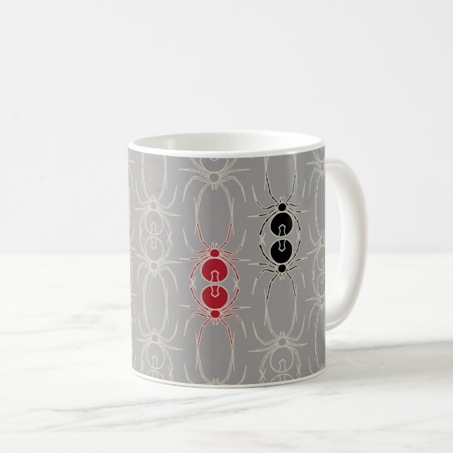 Spiders - Ghost Grey and Bone White Coffee Mug (Front Right)