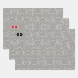 Spiders - Ghost Grey and Bone White Wrapping Paper Sheets