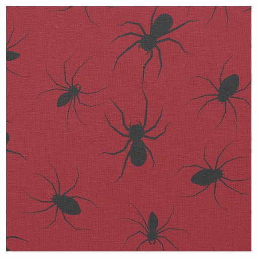 Spiders Gothic Halloween Black Deep Red Fabric
