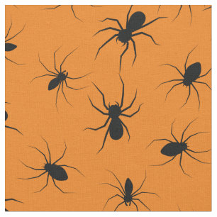 Spiders Gothic Halloween Black Orange Fabric