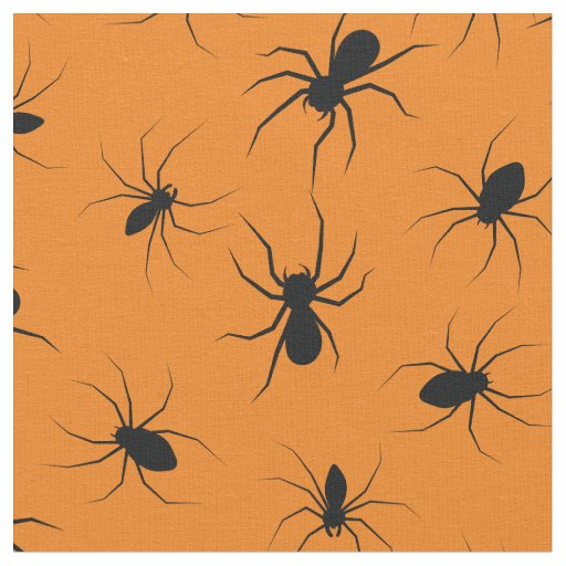 Spiders Gothic Halloween Black Orange Fabric