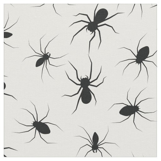 Spiders Gothic Halloween Black White Fabric
