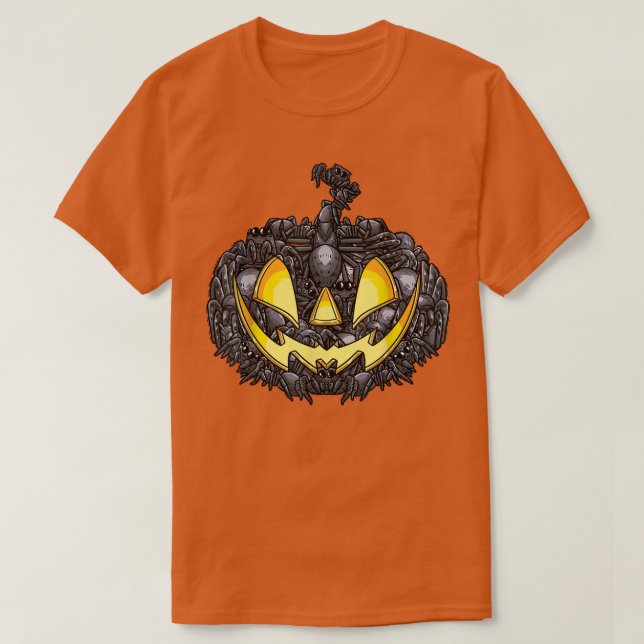Spiders Halloween Jack O Lantern Scary Pumpkin Men T-Shirt (Design Front)