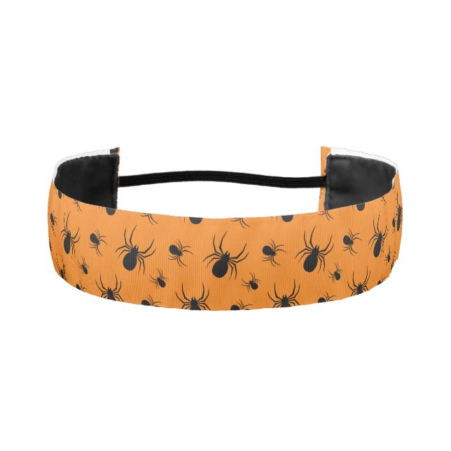 Spiders Halloween pattern Black and Orange Athletic Headband (Front)