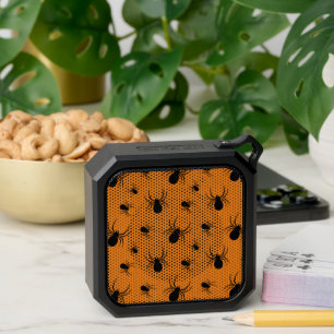 Spiders Halloween pattern Black and Orange Bluetooth Speaker