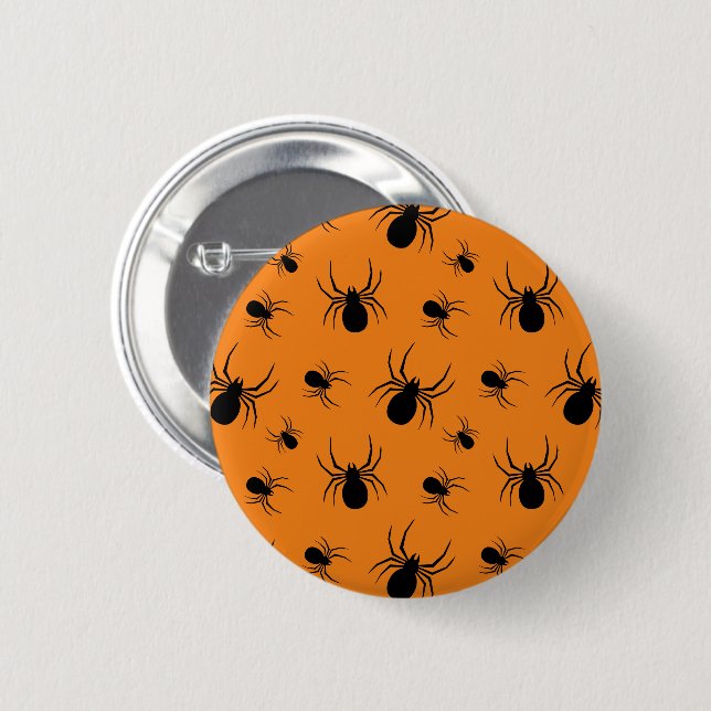 Spiders Halloween pattern Black and Orange Button (Front & Back)