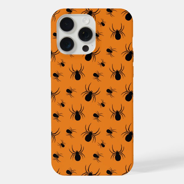Spiders Halloween pattern Black and Orange iPhone Case (Back)