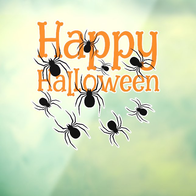 Spiders Happy Halloween Black and Orange Window Cling (Sheet 3)