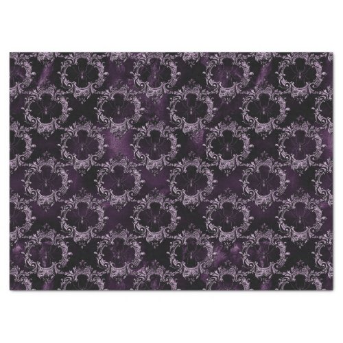Spiders in Ornate Frames on Purple Decoupage Tissue Paper
