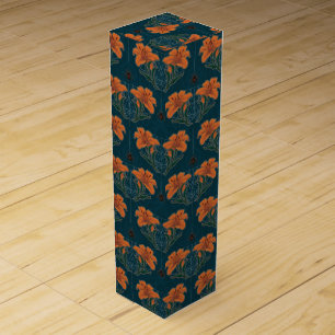 Spiders & Lilies Spooky Halloween Vintage Pattern Wine Box