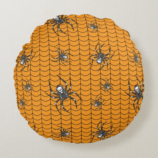 Spiders on Parade Round Pillow (Front)