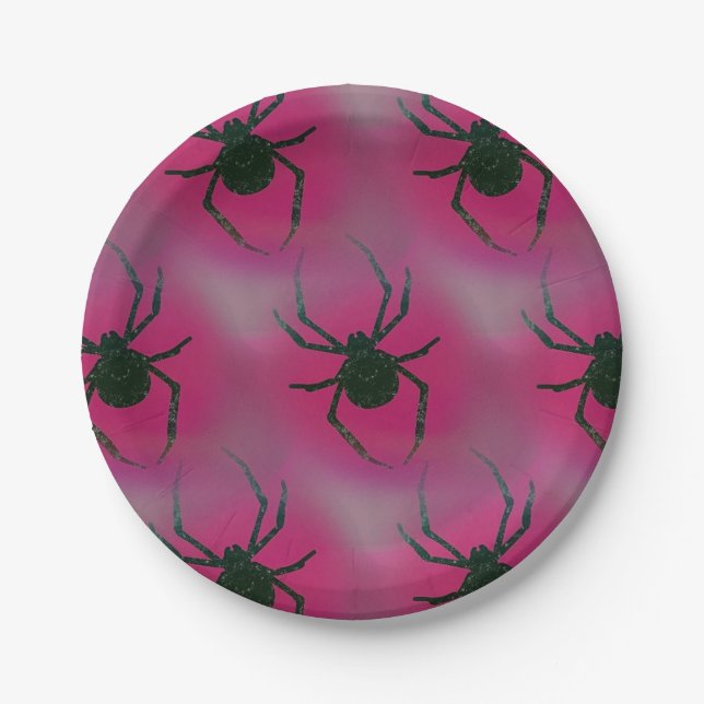 Spiders On Pink Paper Plates (Front)