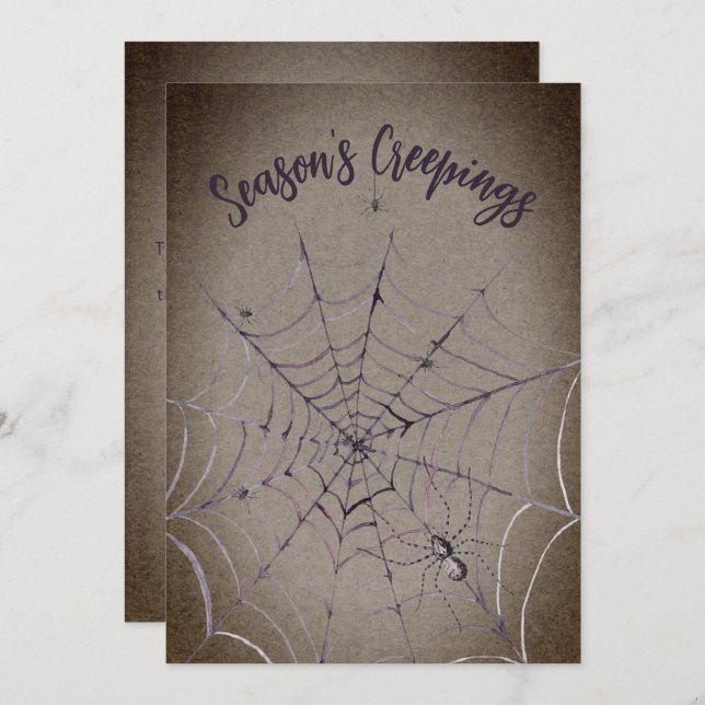 Spiders on Spider Web Christmas Holiday Card (Front/Back)