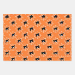 Spiders Pumpkin witch hat candy Design Halloween Wrapping Paper Sheets