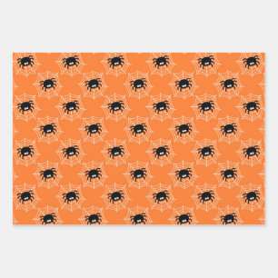 Spiders Pumpkin witch hat candy Design Halloween Wrapping Paper Sheets