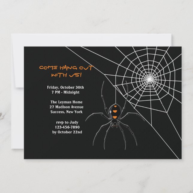 Spider's Web Halloween Invitation (Front)
