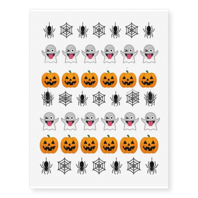 Spiders webs pumpkin ghost Halloween Temporary Tattoos (Front)