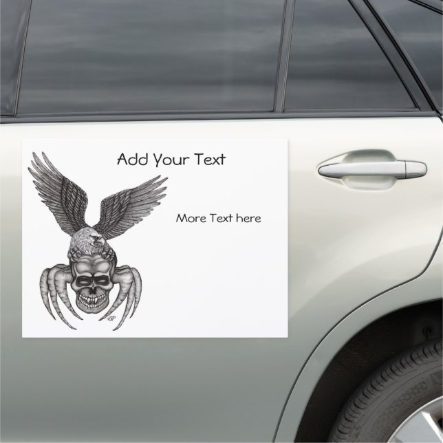 Spiderskull with Eagle in Tattoo-style Car Magnet (In Situ)