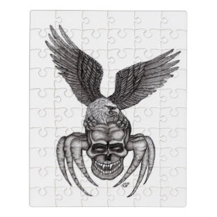 Spiderskull with Eagle in Tattoo-style Jigsaw Puzzle