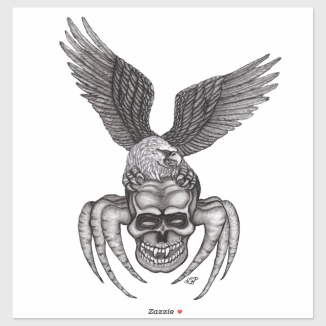 Spiderskull with Eagle in Tattoo-style Sticker (Sheet)