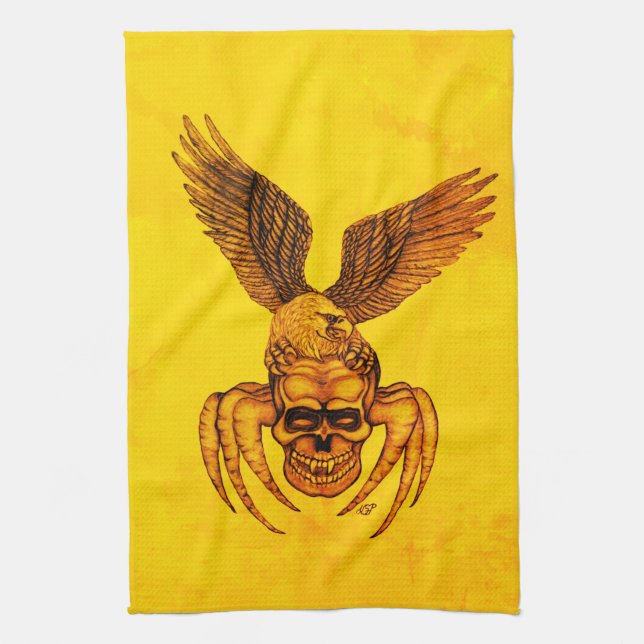 Spiderskull with Eagle Kitchen Towel (Vertical)