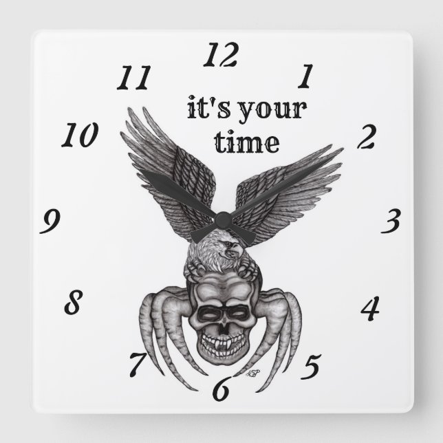 Spiderskull with Eagle Square Wall Clock (Front)