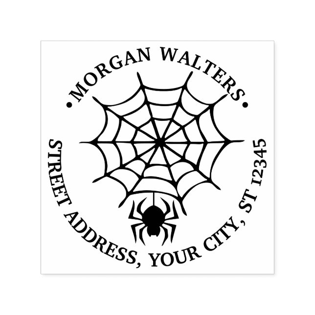 SpiderWeb and Spider Silhouette Name Address Self-inking Stamp (Design)