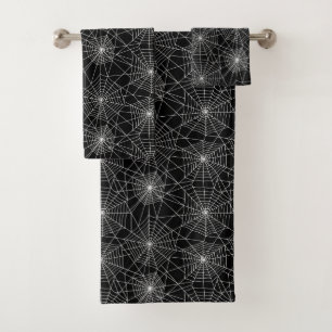 Spiderweb Black and White Halloween Bath Towel Set