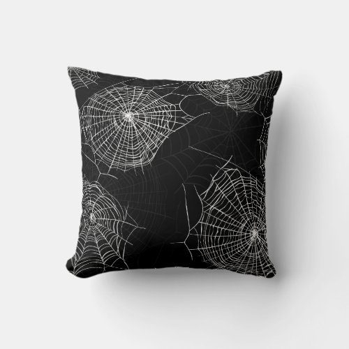 Spiderweb Black and White Stripe Throw Pillow