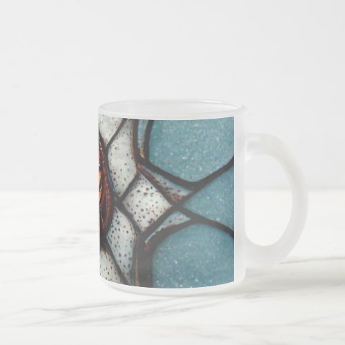 Spiderweb Creepy Birthday Party Orange and Blue Frosted Glass Coffee Mug