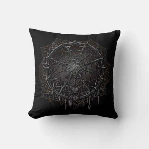 Spiderweb Dreamcatcher Gothic Graphic Pillow