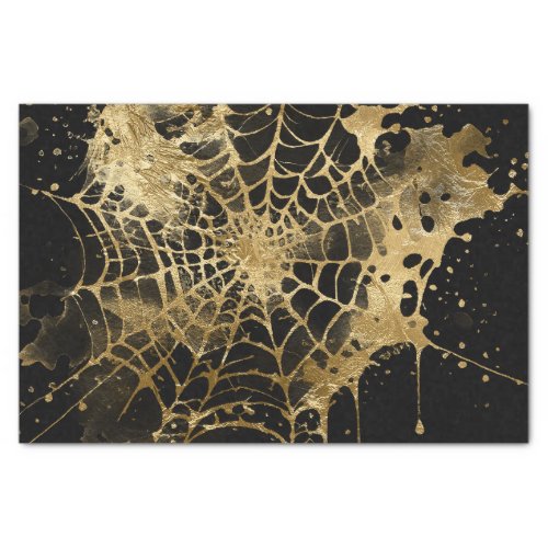 Spiderweb Elegance  Creepy Beautiful Gold Cobweb Tissue Paper
