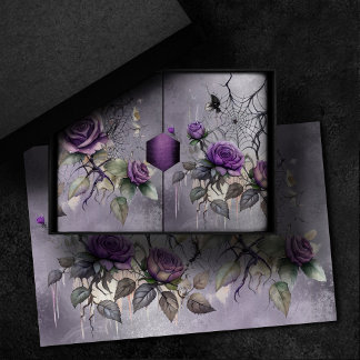 Spiderweb Elegance | Creepy Beautiful Rose Floral Tissue Paper
