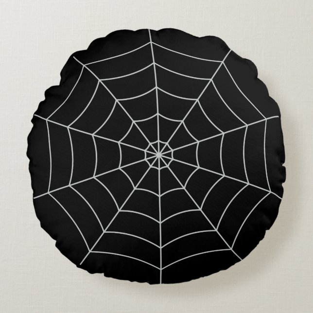 Spiderweb Gothic Halloween Round Pillow (Front)