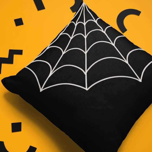 Spiderweb Graphic Black and White Throw Pillow (Creator Uploaded)