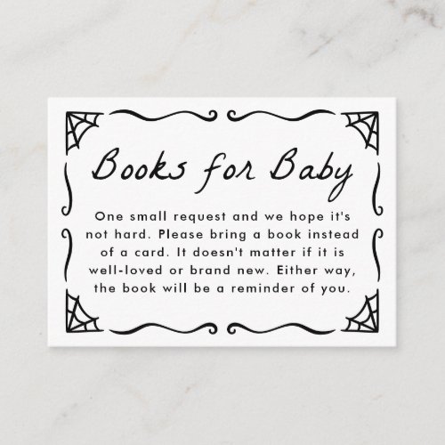 Spiderweb Halloween Baby Shower Books for Baby Enclosure Card