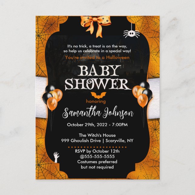 Spiderweb Halloween Baby Shower Invitation (Front)