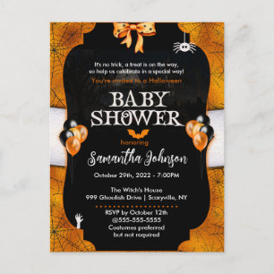 Spiderweb Halloween Baby Shower Invitation Postcard