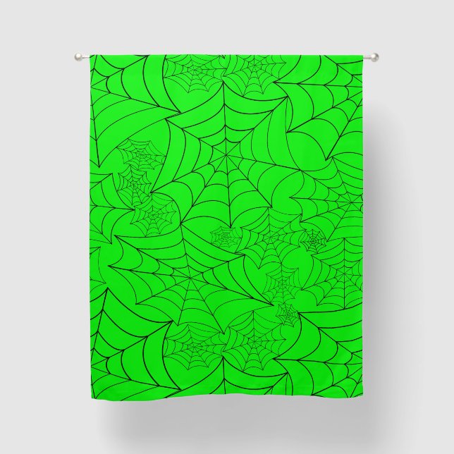 spiderweb halloween gothic spider web acid green blackout curtains (Front)