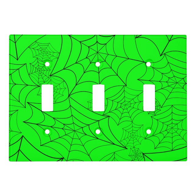 spiderweb halloween gothic spider web acid green light switch cover (Front)