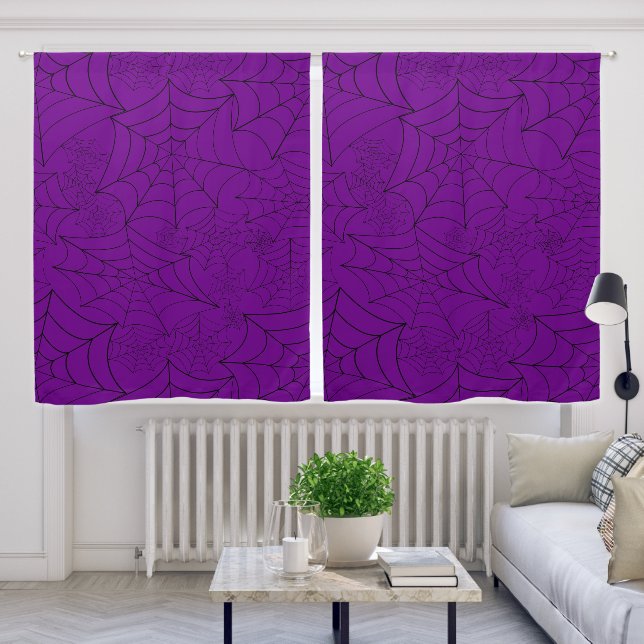 spiderweb halloween gothic spider web purple blackout curtains (Living Room)