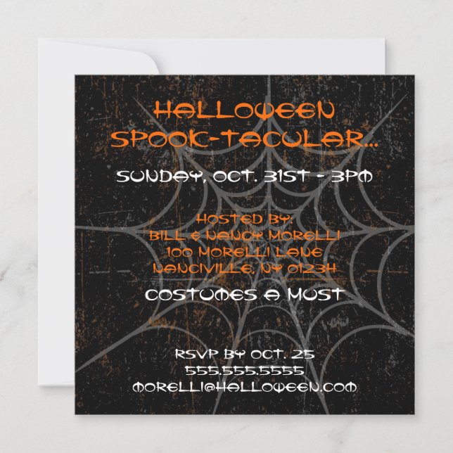 Spiderweb Halloween Party Invitation (Front)