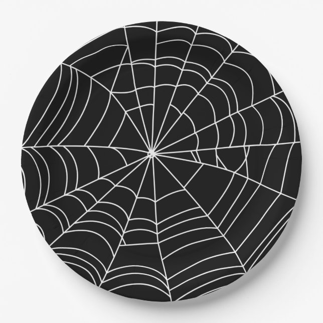 Spiderweb Halloween Party Plate, 9" Paper Paper Plates (Front)