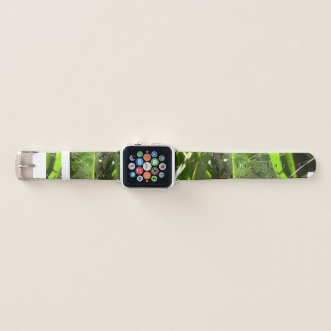 Spiderweb in Tropical Leaves Nature Apple Watch Band (Front)