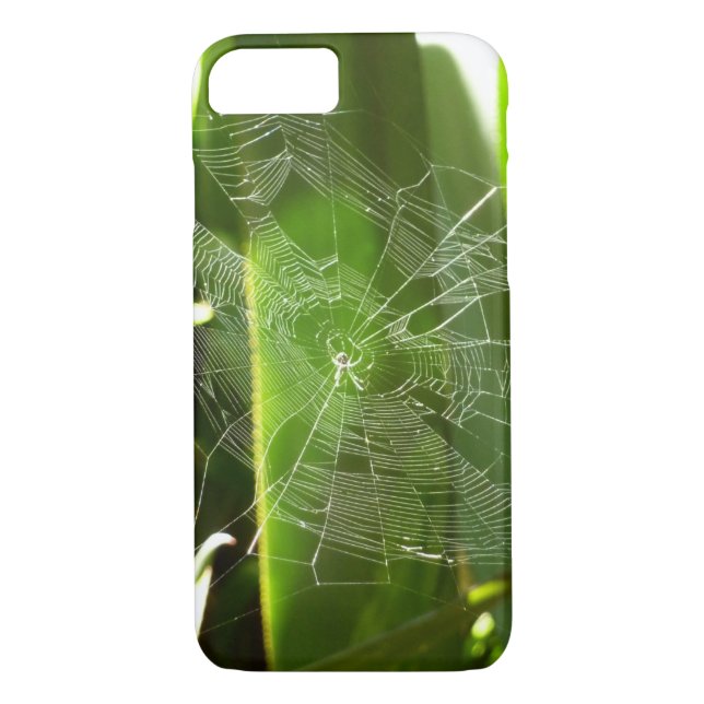 Spiderweb in Tropical Leaves Nature Case-Mate iPhone Case (Back)