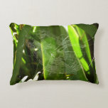 Spiderweb in Tropical Leaves Nature Decorative Pillow