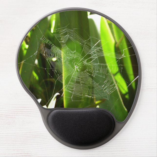 Spiderweb in Tropical Leaves Nature Gel Mouse Pad (Front)