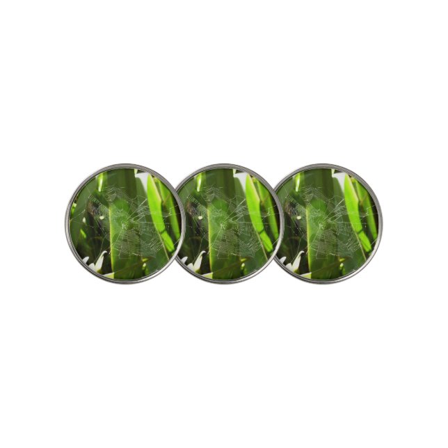 Spiderweb in Tropical Leaves Nature Golf Ball Marker (3 Up)